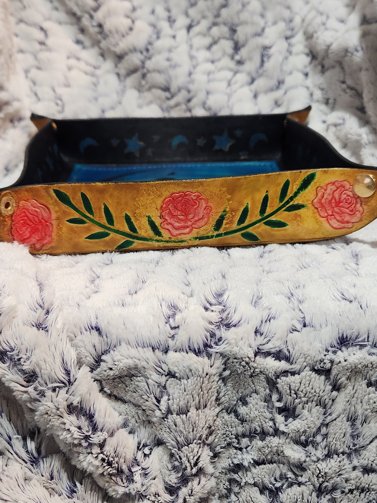 Handcrafted Mother & Child Moon Leather Valet Tray