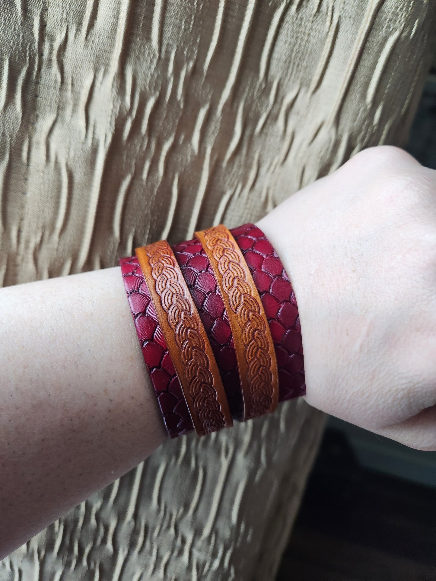 Handcrafted Red Celtic Knot Leather Wrap Bracelets