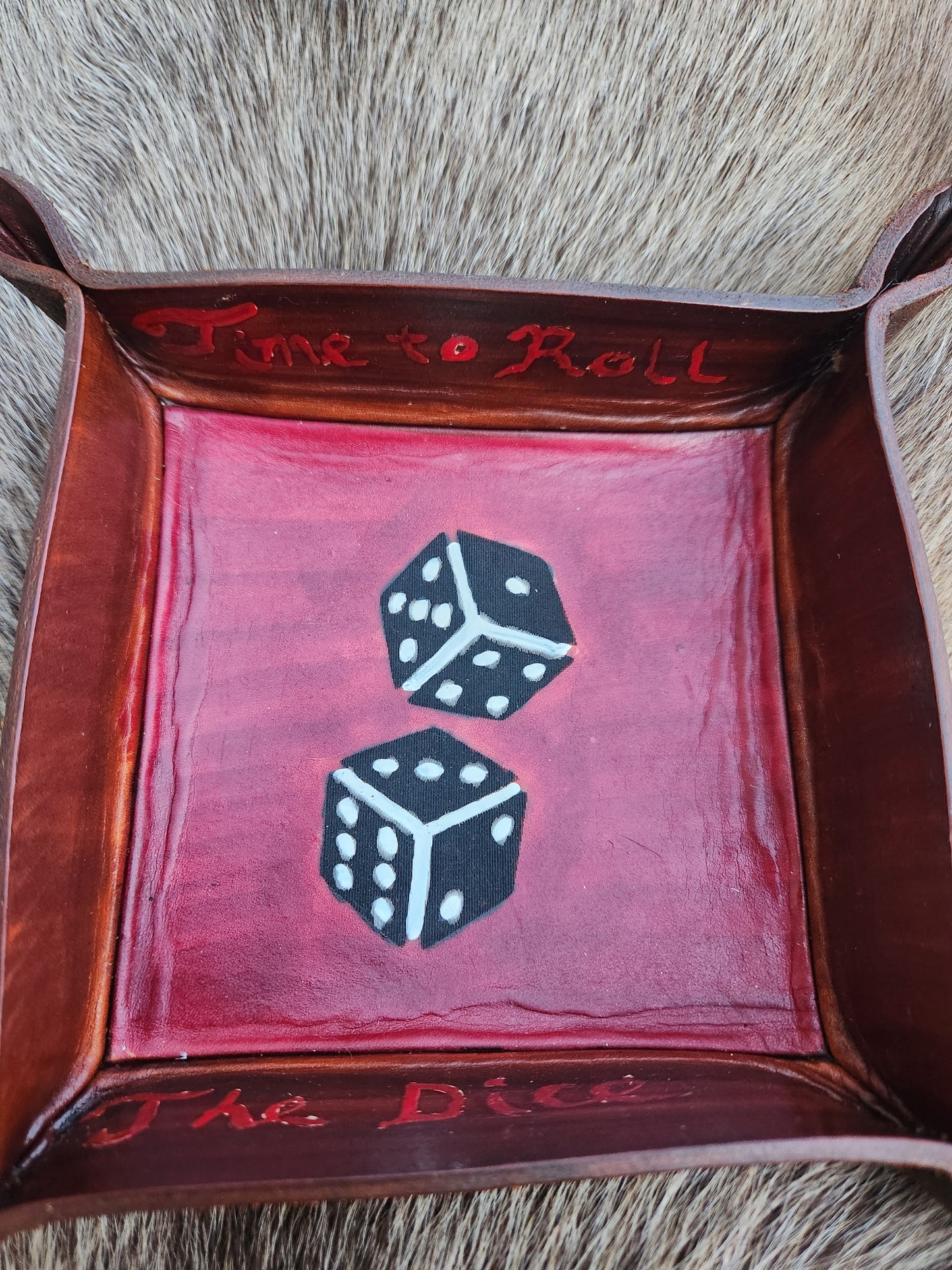 Handcrafted Leather Dice Tray - “Time to Roll The Dice”